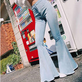 Women'S Solid Color Sexy High-Waisted Denim Trousers