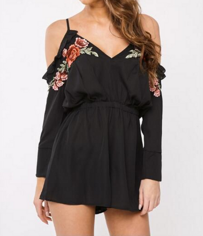 Sexy V-Neck Embroidery Romper Jumpsuit