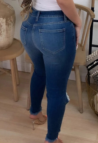 Fashion Sexy Blue Ripped Jeans