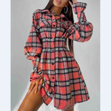 Long Sleeve Women's Plaid Dress