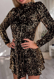 Casual Sequin Sexy Women Long Sleeve Dress