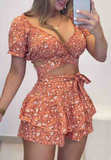 Women Floral Sexy Two-piece Set