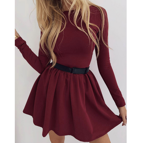 Slim Sexy Solid Color Long-Sleeved Dress