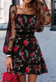 Elegant Printed Long Sleeve Hip Dress