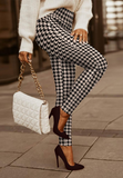 Hip-Lifting Stretch Houndstooth High-Waisted Pants