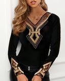 Design Studded Mesh Insert Blouse