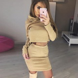Solid color Long sleeve high-necked two-piece dress