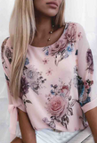 Casual Pink Printed Long Sleeve Top