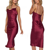 Solid Color Low-Cut Slim Sling Dress