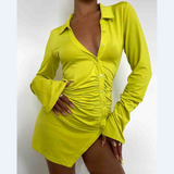 Solid Color Long Sleeve Dress