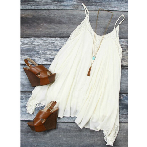 Cute Sling white lace dress
