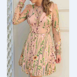 V-Neck Women's Jacquard Long Sleeve Dress