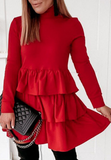 Red Women'S Long-Sleeved Mini Dress