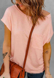 Pink Women's Short Sleeve Off Shoulder Casual T-Shirt