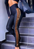 Casual Hot Drill Mesh Splicing Tight Long Pants