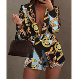 Long Sleeve Fashion Sexy Print Button Jacket