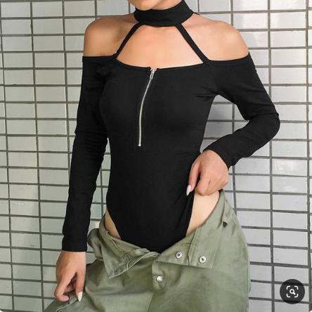 Women'S Sexy Zipper Slim Bodysuit