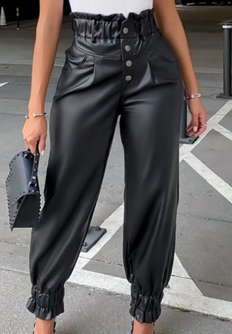 Women'S Black Casual Elegant Trousers