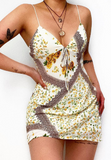 Fashion Print Stitching Sexy Sling Dress