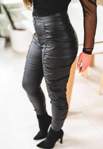 Solid Color Black High Waist Tight Pants