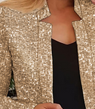 Women'S Temperament Long Sleeve Gold Sequin Coat