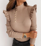 Solid Color Women'S Long Sleeve Knit Top