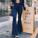 Women'S Solid Color Sexy High-Waisted Denim Trousers