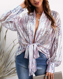 Loose Long-Sleeved Cardigan Printed Shirt