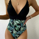 Printed Sexy Open Back One-Piece Swimsuit Swimsuit