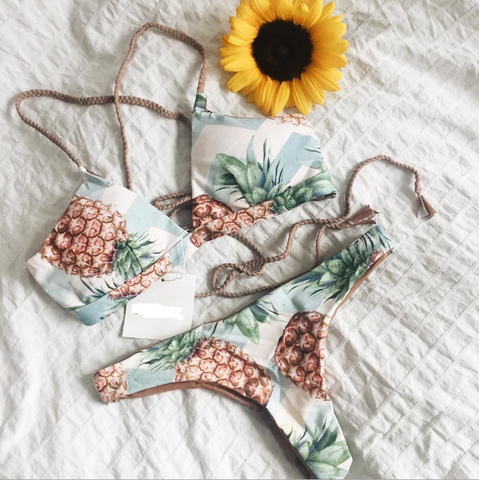 Fashion Sexy Printed Pineapple Bikini Swimwear