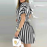 Fashion Striped Short Sleeve Dress
