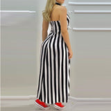 Temperament Sexy High Waist Striped Sleeveless Dress