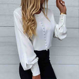Long Sleeve Solid Color Casual White Shirt