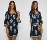 Vintage Style Sleeve Print Summer Beach Dress