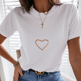 Sweet Round Neck Short Sleeve Love Print T-Shirt
