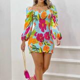 Fashion Sexy Floral Long Sleeve Dress