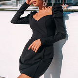 Vintage Long-Sleeved Halter Slim Dress