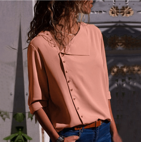 Fashion Button Long Sleeve Shirt Top