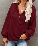 Women'S Casual Loose Solid Color Long Sleeve Hoodie Sweater