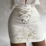 Fashion Slim Embroidered High Waist Bag Hip Skirt