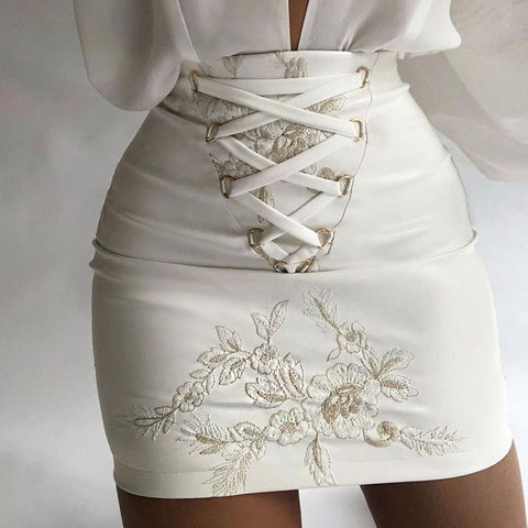 Fashion Slim Embroidered High Waist Bag Hip Skirt