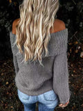 Long Sleeve Solid Color Knitted Sweater