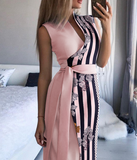 Fashion Striped Print Sleeveless Dress