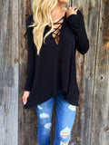 Loose V-neck long-sleeved sweater