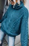 Solid Color High Neck Long Sleeve Knitted Sweater