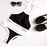 Retro Bow Print Bikini Set Sports Swimsuit Two Piece for Summer Gift