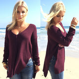 Loose v-neck long-sleeved sweater