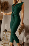 Solid Color Pocket Sleeveless Jumpsuit