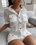 Fashion Lace Embroidered High Waist Two-Piece Suit