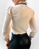 Bowknot Chiffon Long Sleeve Shirt Top